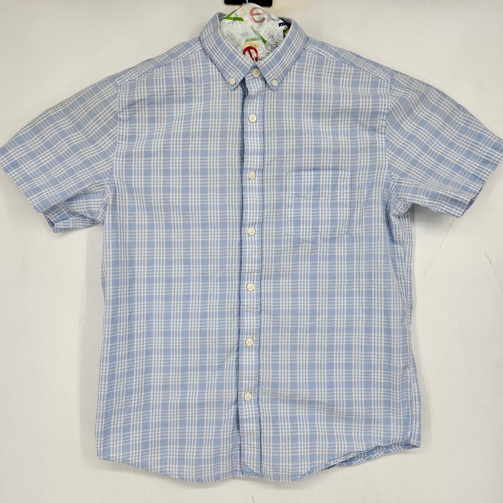 UNTUCKit Shirt Mens Medium Blue Plaid Button Up Short Sleeve Casual Preppy